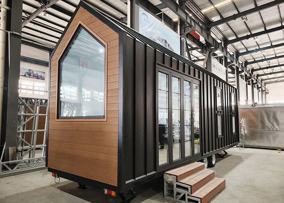 Prefab Light Steel Frame Trailer House On Wheels Sustainable Living Modular Home