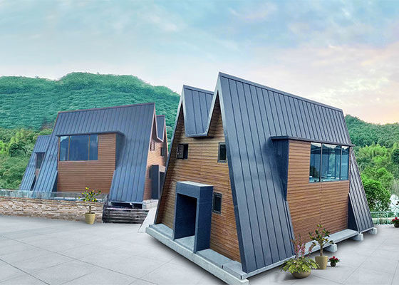 Προκατασκευασμένο Ατσάλινο Μονάδατικό Σπίτι Ξύλινο Μπανγκαλόου Με Ελαφρύ Ατσάλινο Σκελετό Ένα Σπίτι Για Διακοπές