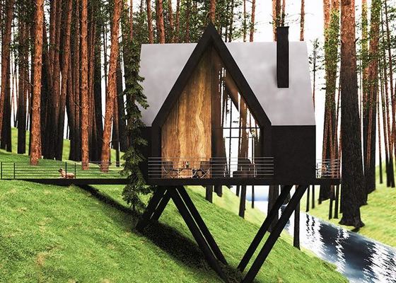 Μοντωματική Καμπίνα Σπίτι Prefab Garden Studio με ελαφρύ χάλυβα πλαίσιο και εκτεταμένη περιοχή κατάστρωμα